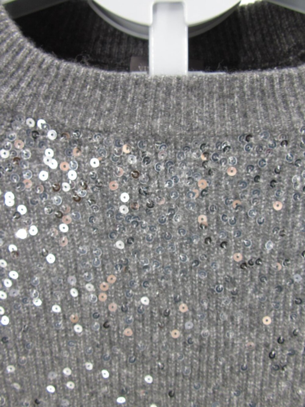 NWT VINCE CAMUTO cozy and bright SEQUINS sweater HEATHERED GRAY sz MEDIUM - Picture 5 of 9
